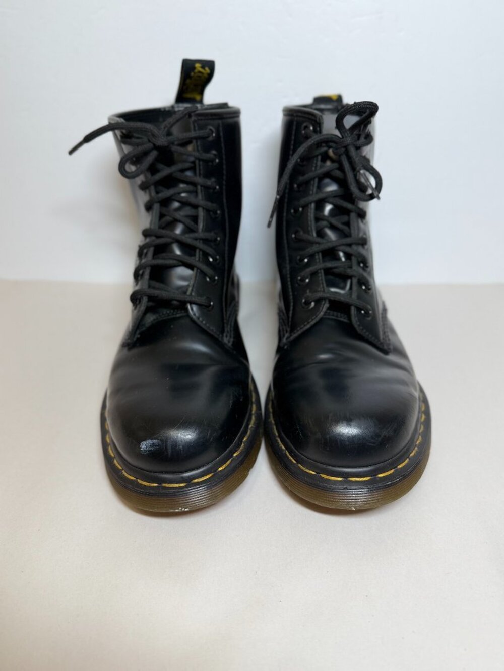 Classic Dr. Martens 1460 Black Leather Combat Lace Up Boots Size 8
